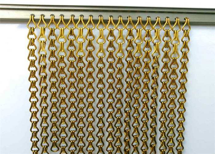 Rideau à chaînes en mouche du grillage 3m d'or en métal décoratif en aluminium de largeur