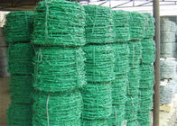 Fil barbelé à double fil en PVC vert recouvert