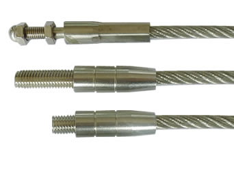 Trois types d'extrémités de fil externes pour des câbles d'acier inoxydable